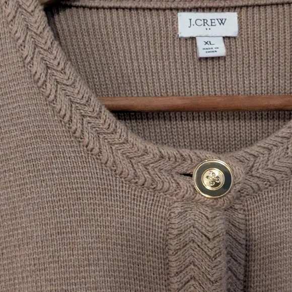 J.Crew Knit Button Lady Jacket Cardigan Sweater in Tan/Mushroom Size X Large - Picture 4 of 7
